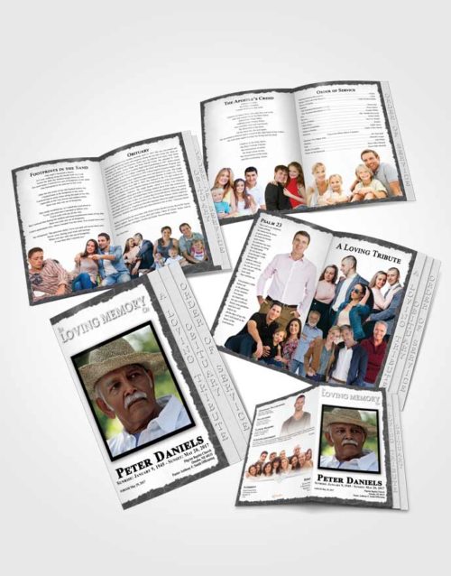 4 Page Grad Obituary Template Brochure Mellow Outback