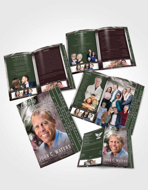4 Page Grad Obituary Template Brochure Morning Stars and Stripes