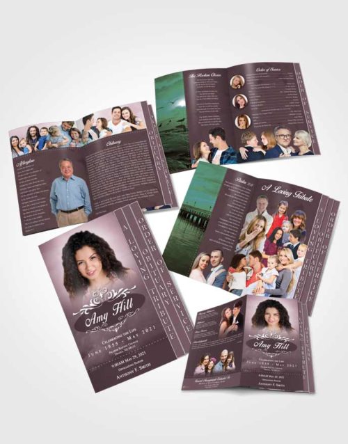 4 Page Grad Obituary Template Brochure Morning Sympathy