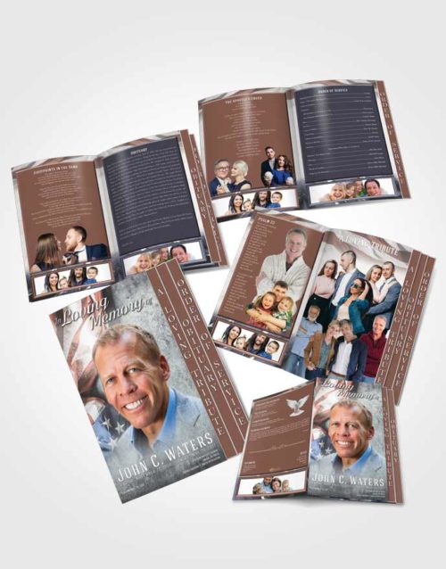 4 Page Grad Obituary Template Brochure Mystical Stars and Stripes