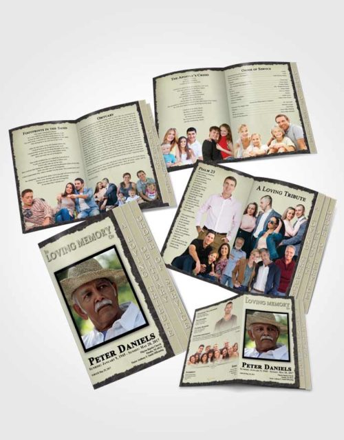 4 Page Grad Obituary Template Brochure Quiet Outback
