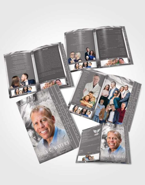 4 Page Grad Obituary Template Brochure Shining Stars and Stripes