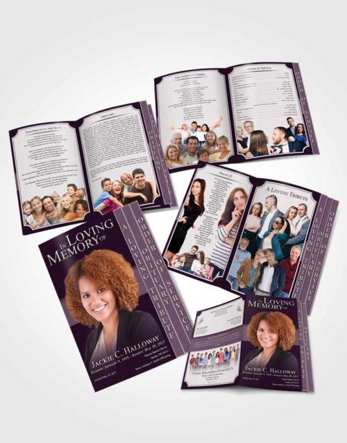 4 Page Grad Obituary Template Brochure Soft Nobility