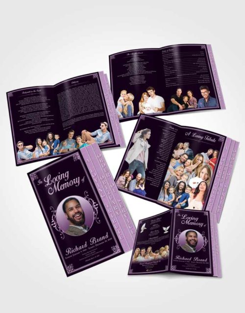 4 Page Grad Obituary Template Brochure Soothing Class Dark