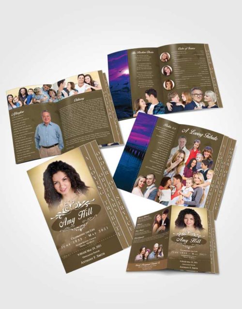 4 Page Grad Obituary Template Brochure Tranquil Sympathy