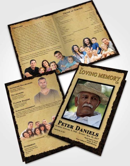 Bifold Order Of Service Obituary Template Brochure Afternoon Outback