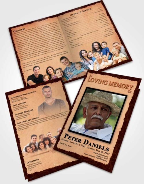 Bifold Order Of Service Obituary Template Brochure Calm Outback