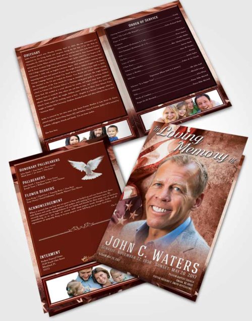 Bifold Order Of Service Obituary Template Brochure Calm Stars and Stripes