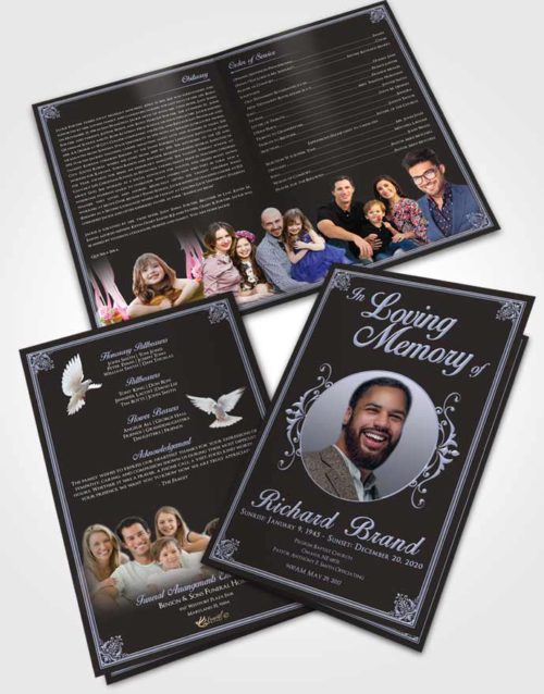 Bifold Order Of Service Obituary Template Brochure Collected Class Dark