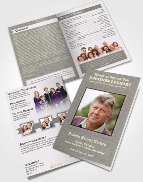 Bifold Order Of Service Obituary Template Brochure Collected Intensity