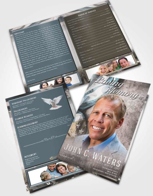 Bifold Order Of Service Obituary Template Brochure Collected Stars and Stripes