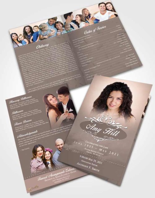 Bifold Order Of Service Obituary Template Brochure Collected Sympathy