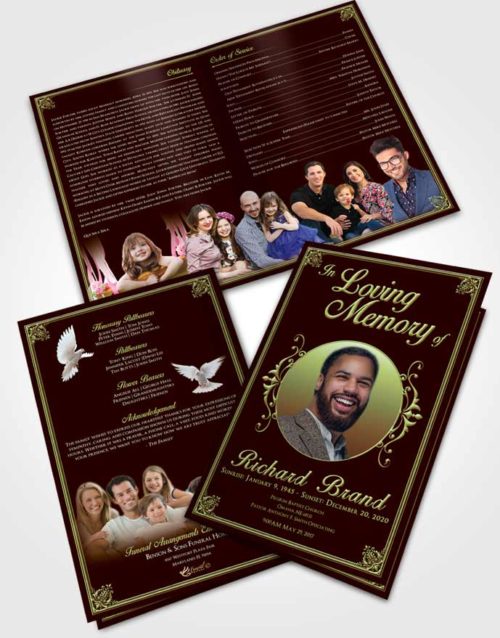 Bifold Order Of Service Obituary Template Brochure Composed Class Dark