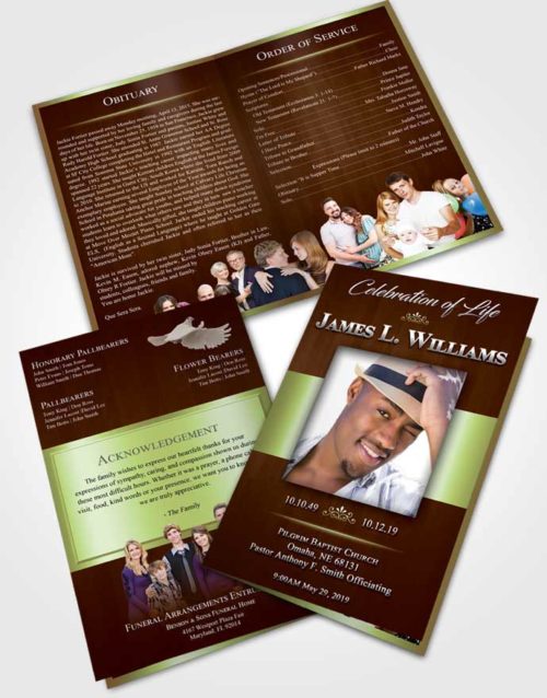Bifold Order Of Service Obituary Template Brochure Composed Force