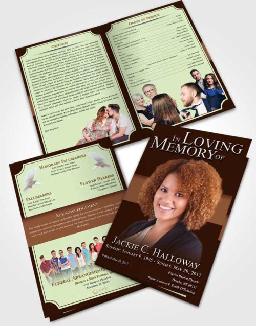 Bifold Order Of Service Obituary Template Brochure Composed Nobility