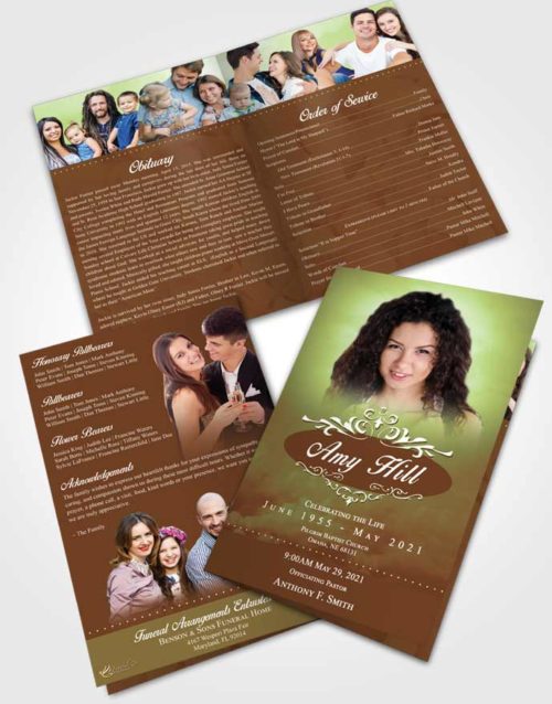 Bifold Order Of Service Obituary Template Brochure Composed Sympathy