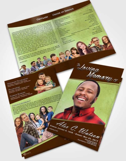 Bifold Order Of Service Obituary Template Brochure Composed Vitality