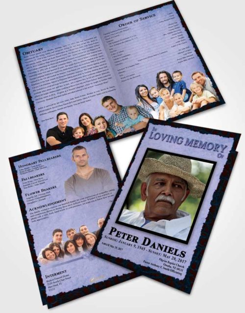 Bifold Order Of Service Obituary Template Brochure Devoted Outback