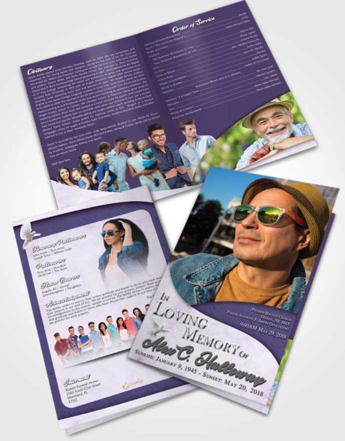 Bifold Order Of Service Obituary Template Brochure Devoted Peace of Mind