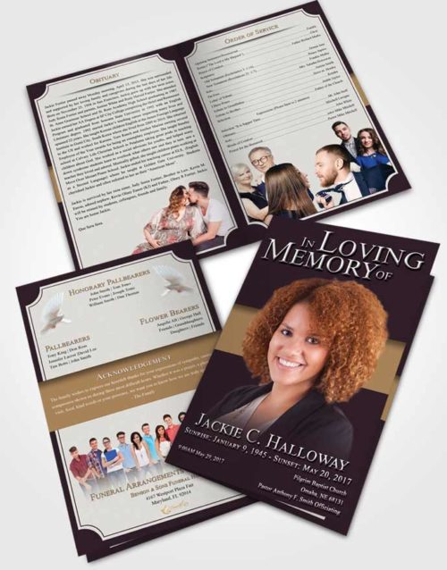 Bifold Order Of Service Obituary Template Brochure Evening Nobility