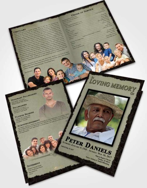 Bifold Order Of Service Obituary Template Brochure Evening Outback