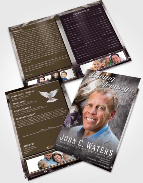 Bifold Order Of Service Obituary Template Brochure Evening Stars and Stripes