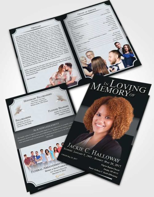 Bifold Order Of Service Obituary Template Brochure Freedom Nobility