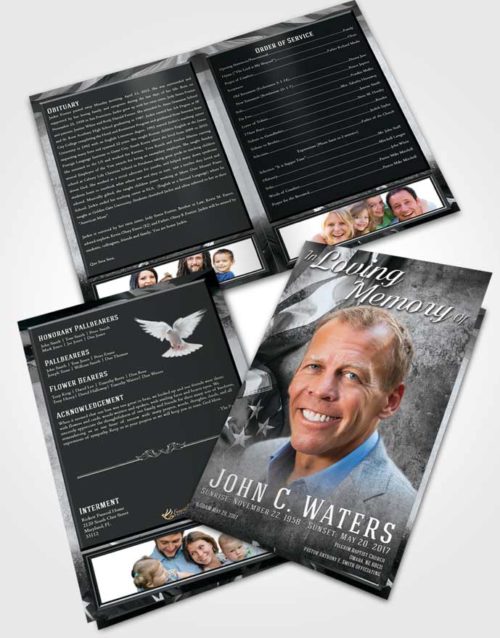 Bifold Order Of Service Obituary Template Brochure Freedom Stars and Stripes