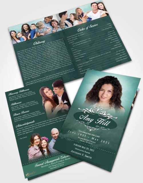 Bifold Order Of Service Obituary Template Brochure Gentle Sympathy