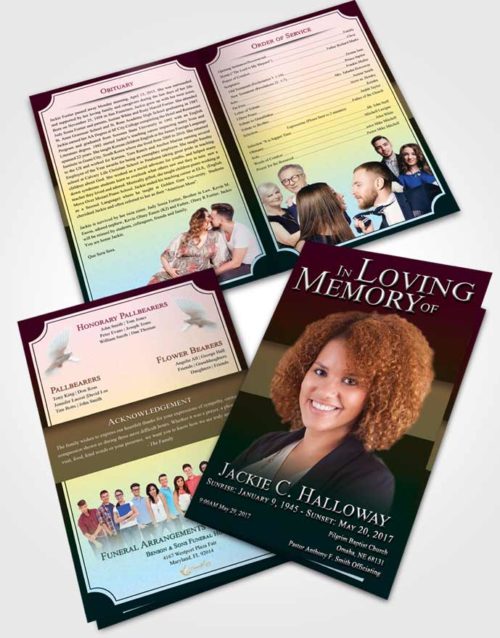 Bifold Order Of Service Obituary Template Brochure Harmonious Nobility