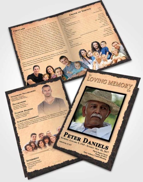 Bifold Order Of Service Obituary Template Brochure Majestic Outback