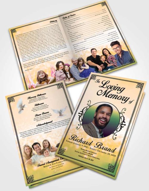 Bifold Order Of Service Obituary Template Brochure Mellow Class Light