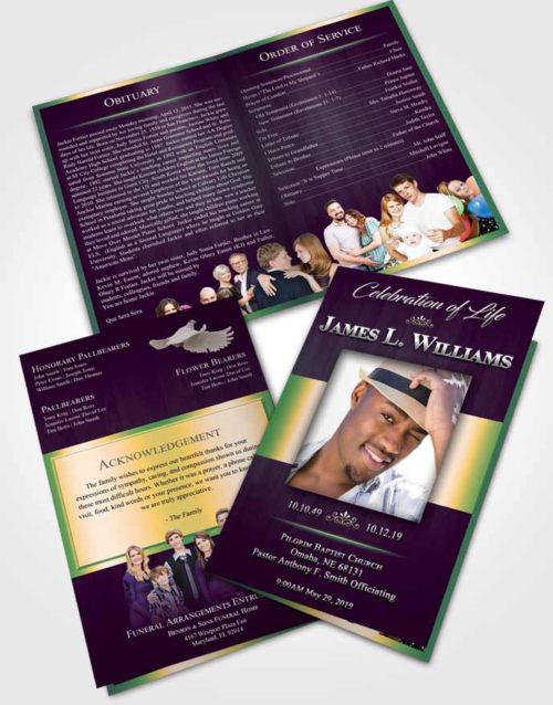 Bifold Order Of Service Obituary Template Brochure Mellow Force