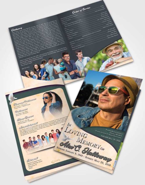 Bifold Order Of Service Obituary Template Brochure Mellow Peace of Mind