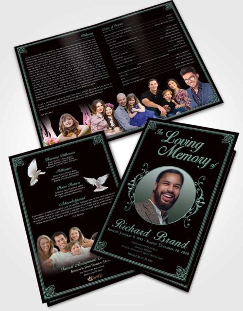 Bifold Order Of Service Obituary Template Brochure Morning Class Dark
