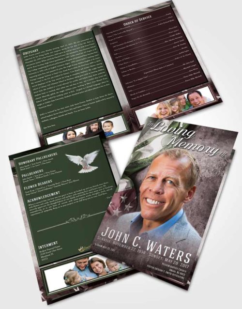 Bifold Order Of Service Obituary Template Brochure Morning Stars and Stripes