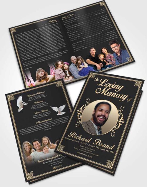 Bifold Order Of Service Obituary Template Brochure Mystical Class Dark