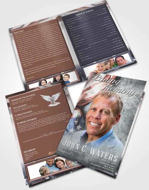 Bifold Order Of Service Obituary Template Brochure Mystical Stars and Stripes