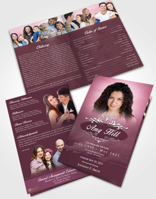 Bifold Order Of Service Obituary Template Brochure Ocean Sympathy
