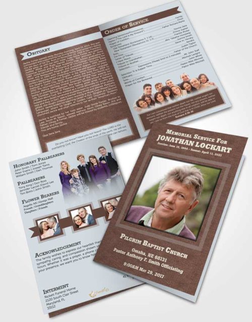 Bifold Order Of Service Obituary Template Brochure Passionate Intensity