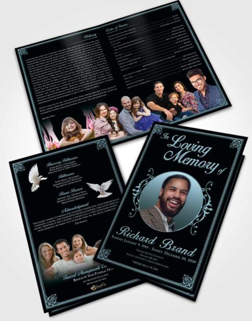 Bifold Order Of Service Obituary Template Brochure Peaceful Class Dark