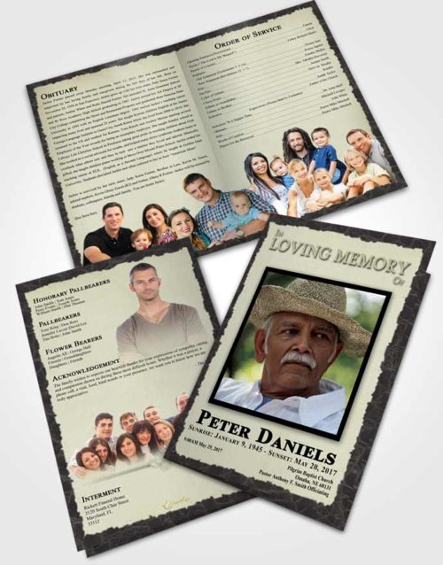 Bifold Order Of Service Obituary Template Brochure Quiet Outback
