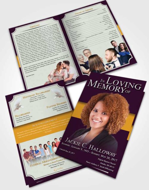 Bifold Order Of Service Obituary Template Brochure Serene Nobility