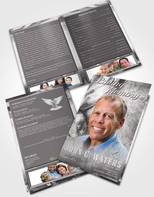Bifold Order Of Service Obituary Template Brochure Shining Stars and Stripes