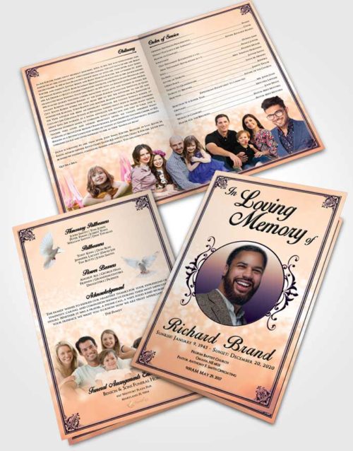 Bifold Order Of Service Obituary Template Brochure Smooth Class Light