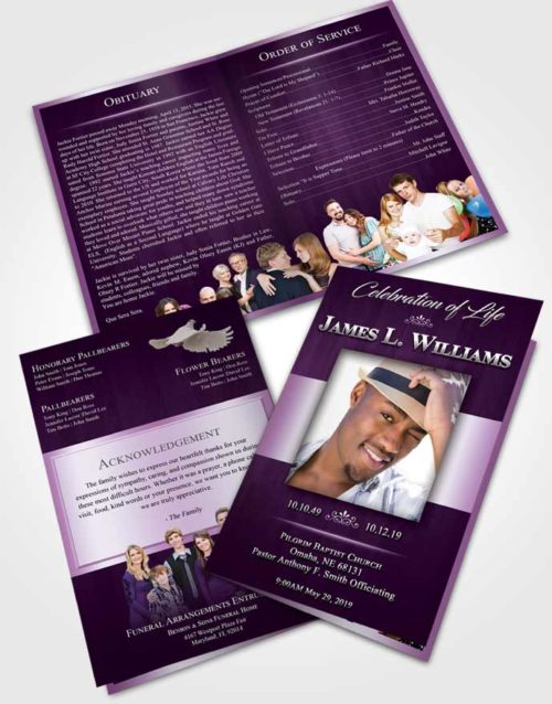 Bifold Order Of Service Obituary Template Brochure Soothing Force