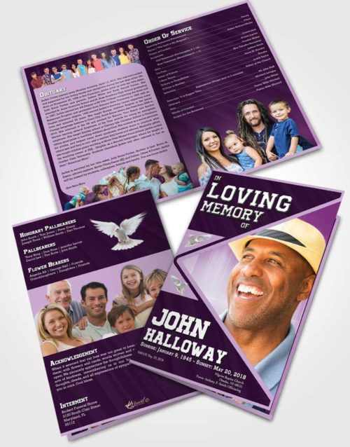 Bifold Order Of Service Obituary Template Brochure Soothing Vigor