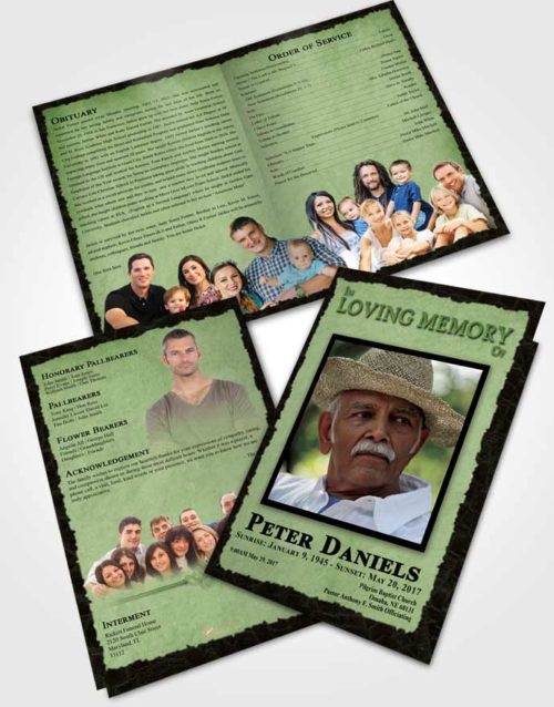 Bifold Order Of Service Obituary Template Brochure Spring Outback