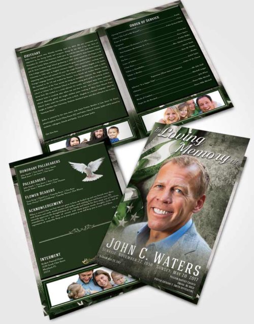 Bifold Order Of Service Obituary Template Brochure Spring Stars and Stripes