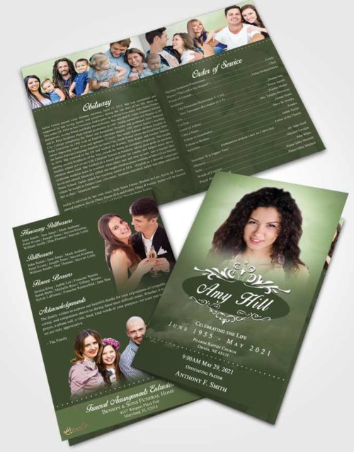 Bifold Order Of Service Obituary Template Brochure Spring Sympathy